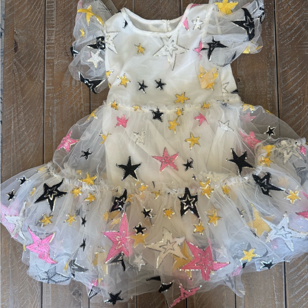 Lola + The Boys White Dress with Colorful Stars